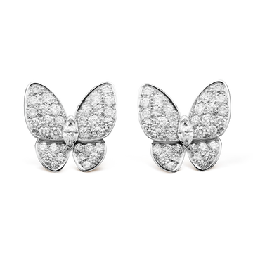 18k Two Butterfly Diamonds Earrings
