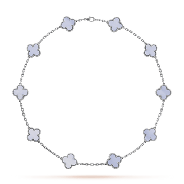 18K Vintage Alhambra Chalcedony 10 Motifs Necklace