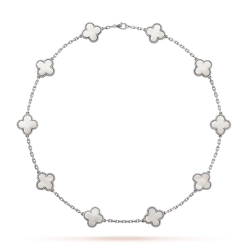 18K Vintage Alhambra Pearl 10 Motifs Necklace