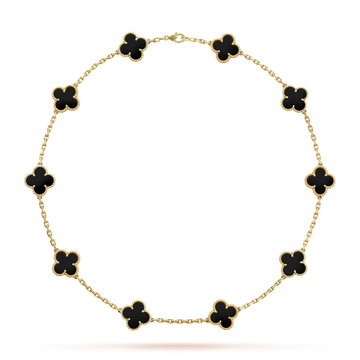 18K Vintage Alhambra Black 10 Motifs Necklace