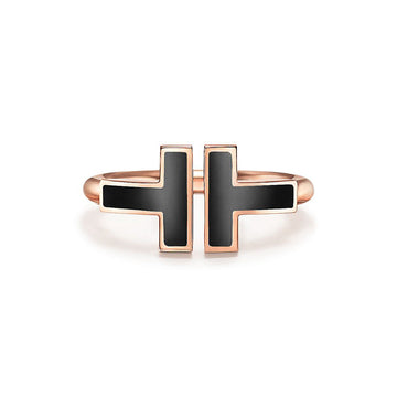 Roostick T Black Onyx Wire Ring