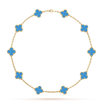 18K Vintage Alhambra Agate 10 Motifs Necklace