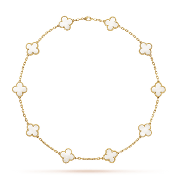 18K Vintage Alhambra Pearl 10 Motifs Necklace