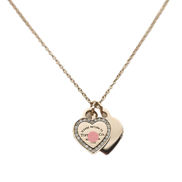 Roostick T Double Heart Tag Diamond Necklaces