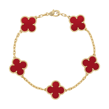 18K Vintage Alhambra Five Motifs Carnelian Bracelet