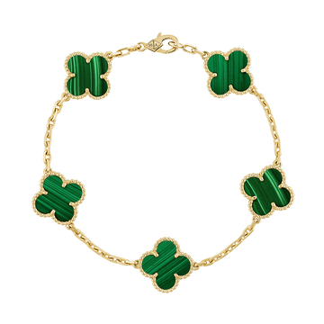 18K Vintage Alhambra Five Motifs Malachite Bracelet