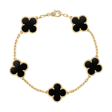 18K Vintage Alhambra Five Motifs Black Bracelet
