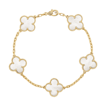 18K Vintage Alhambra Five Motifs Pearl Bracelet