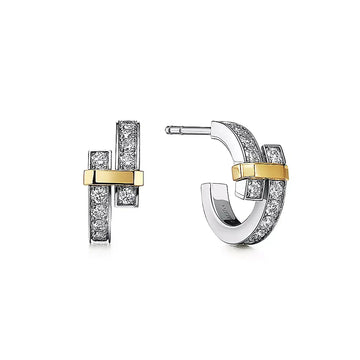 Roostick Edge Hoop Diamonds Earrings