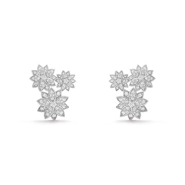 18k Lotus Three Flowers Earrings
