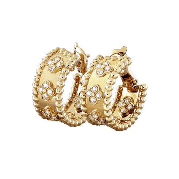 Roostick Perlée Clovers Hoop Earrings