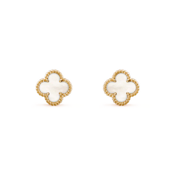 Roostick Clover Medium Gold Mop Stud Earrings