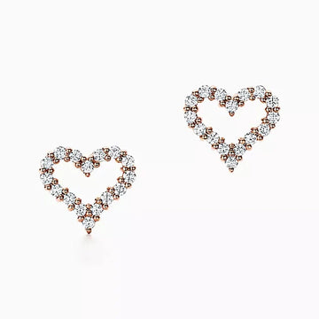 Roostick Heart Diamonds Rose Gold Earrings