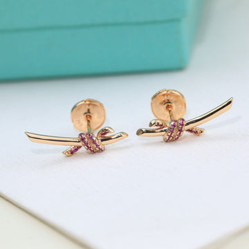 Roostick Knot Pink Diamonds Earrings