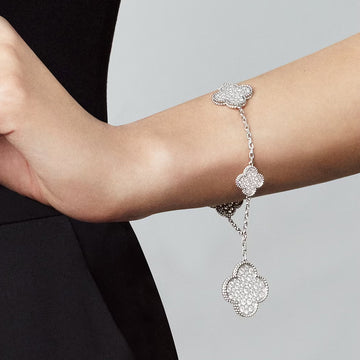 Magic Alhambra Five Motifs Diamond Clover Bracelet