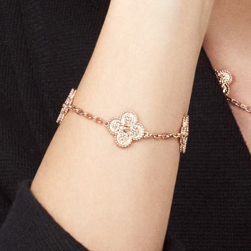 Rose Gold Five Motifs Clover Bracelet