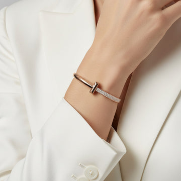 T1 Wide Diamond Hinged Bracelet