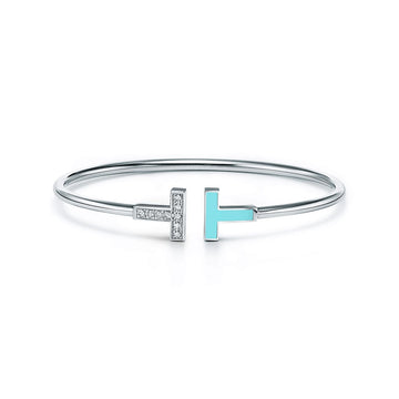 Roostick T Diamond and Turquoise Wire Bracelet