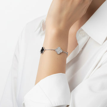 Vintage Alhambra Five Motifs Black Diamonds Clover Bracelet