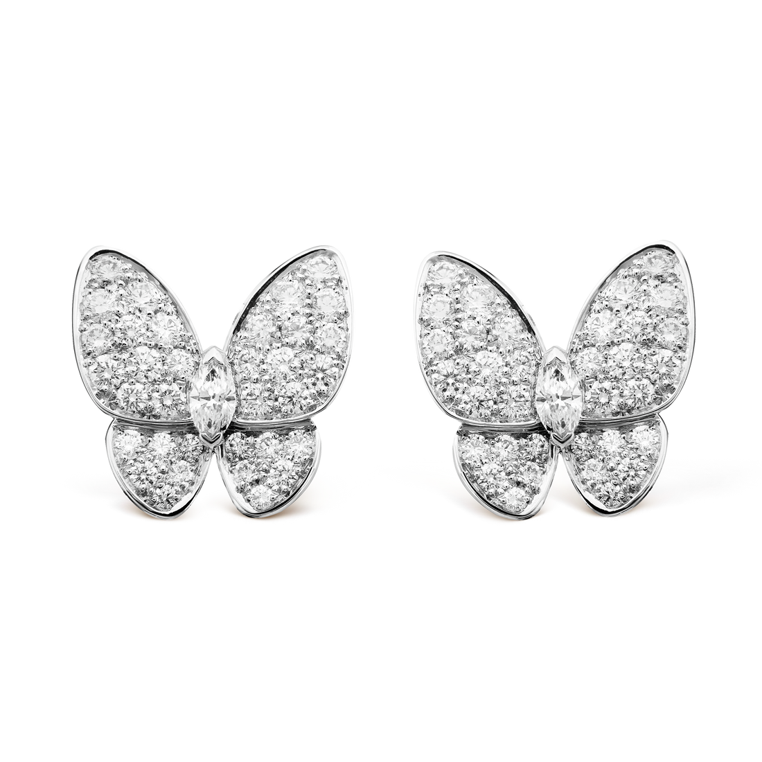 18k Two Butterfly Diamonds Earrings