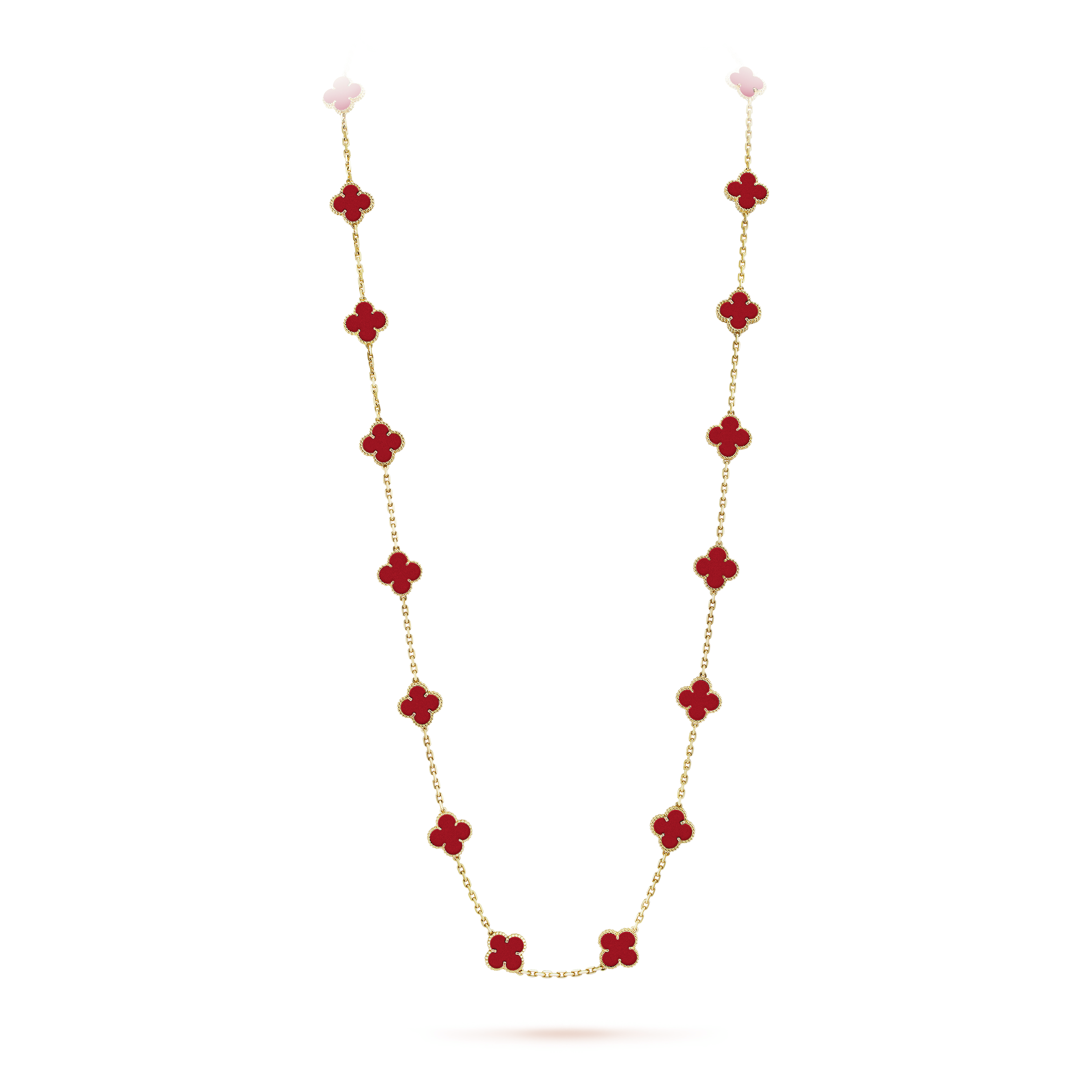 Roostick Vintage Alhambra Carnelian 20 Motifs Long Necklace