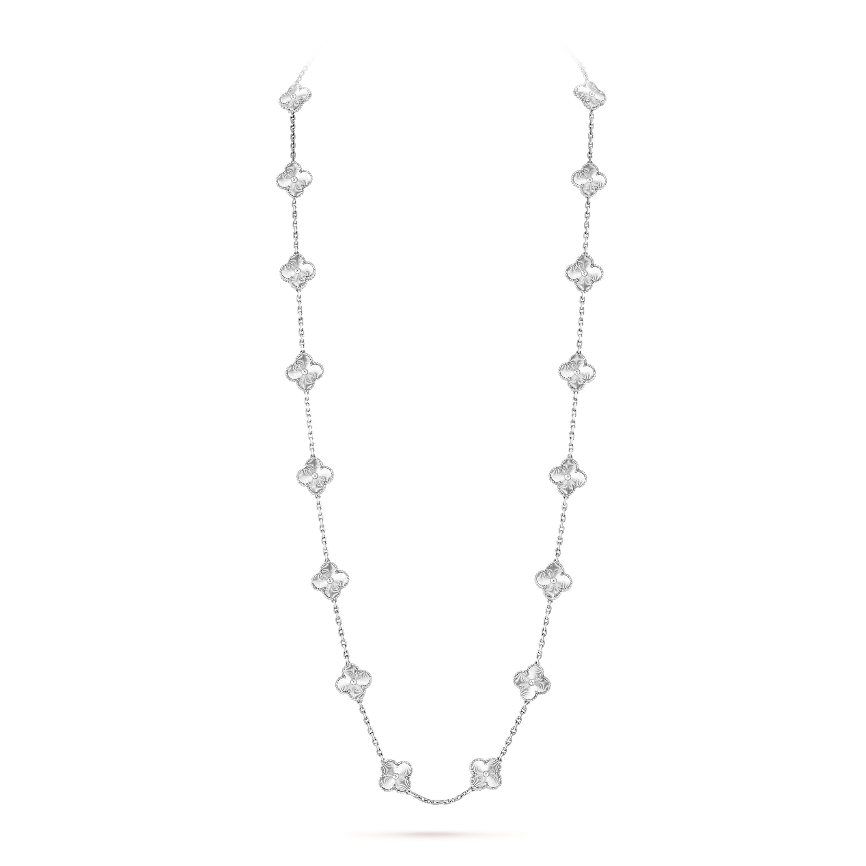 Roostick Vintage Alhambra White Gold Agate 20 Motifs Long Necklace