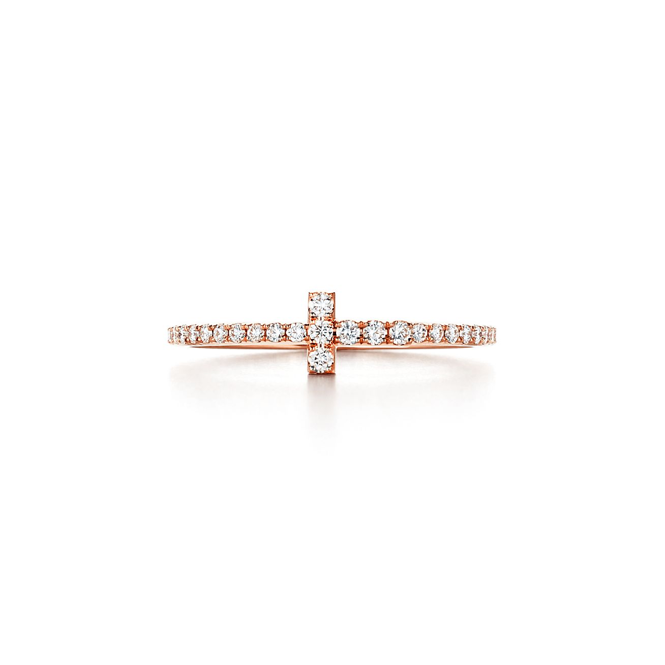 Roostick T Diamond Wire Band Ring