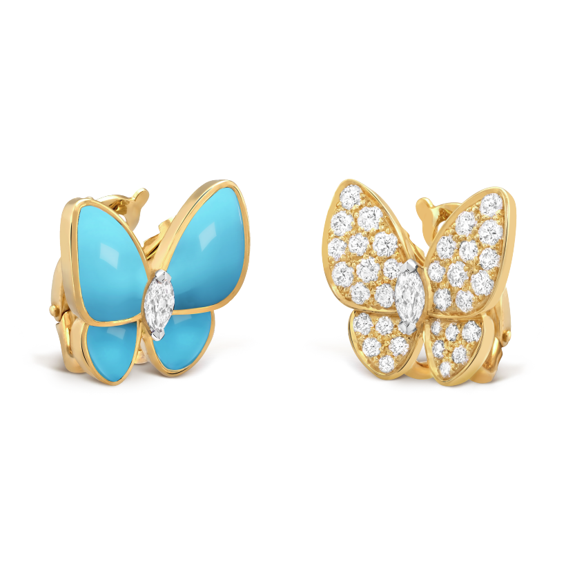 Roostick Two Butterfly Turquoise Earrings