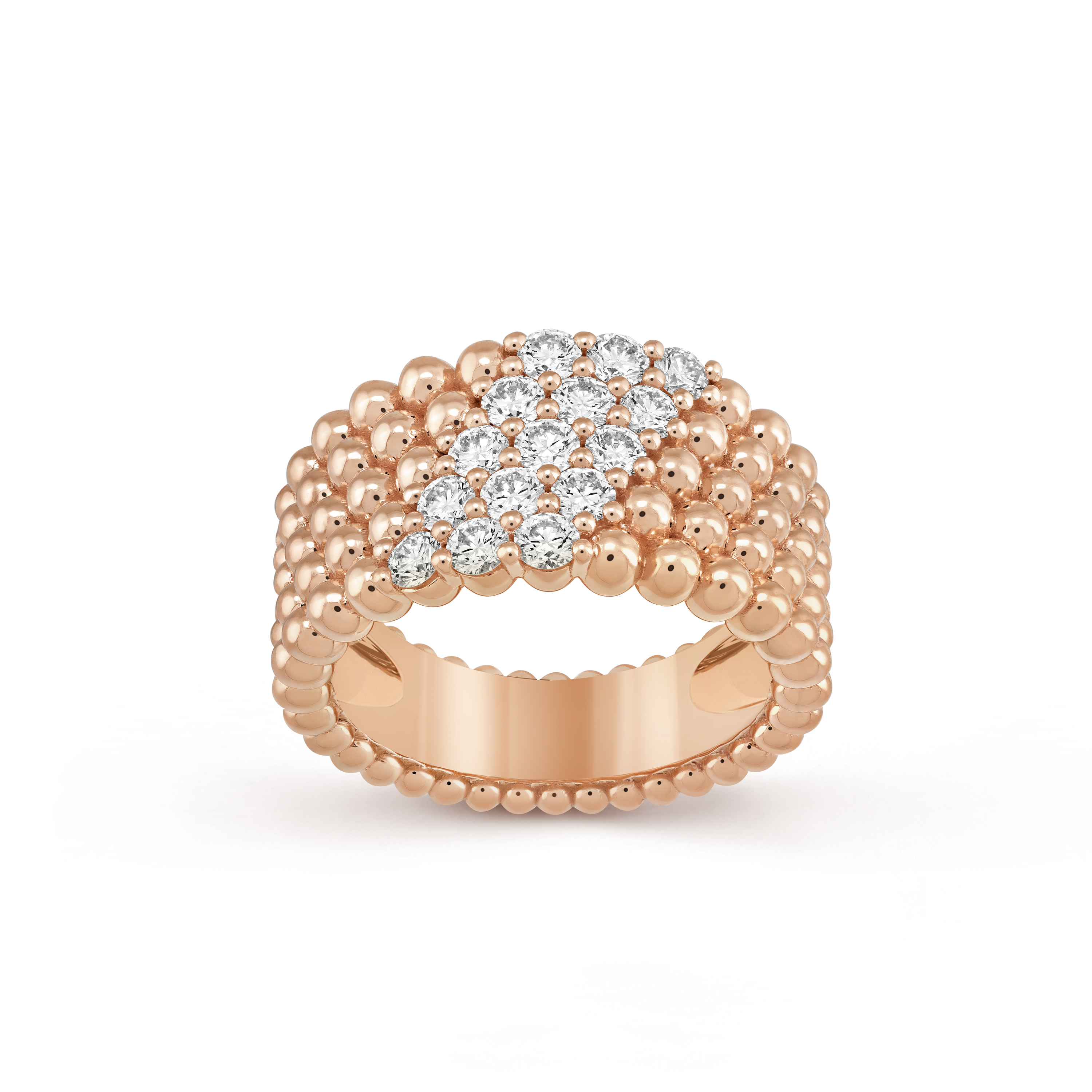 Roostick Perlée Diamonds Five Rows Ring