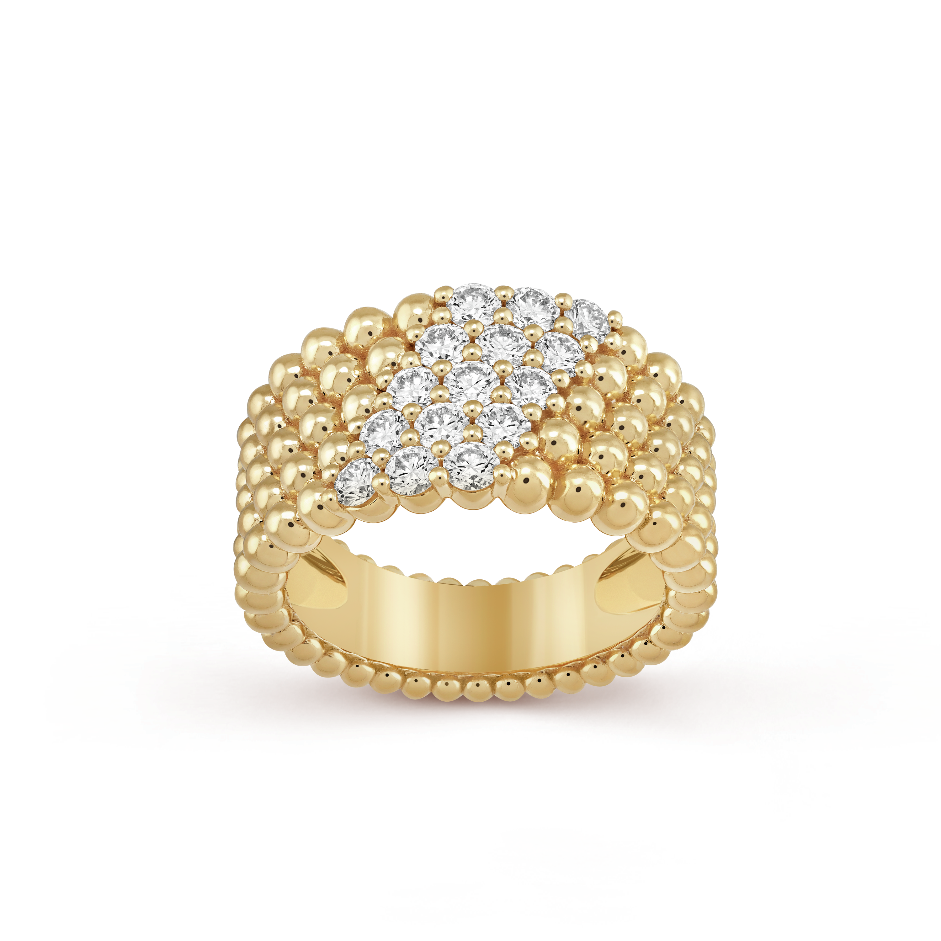 Roostick Perlée Diamonds Five Rows Ring