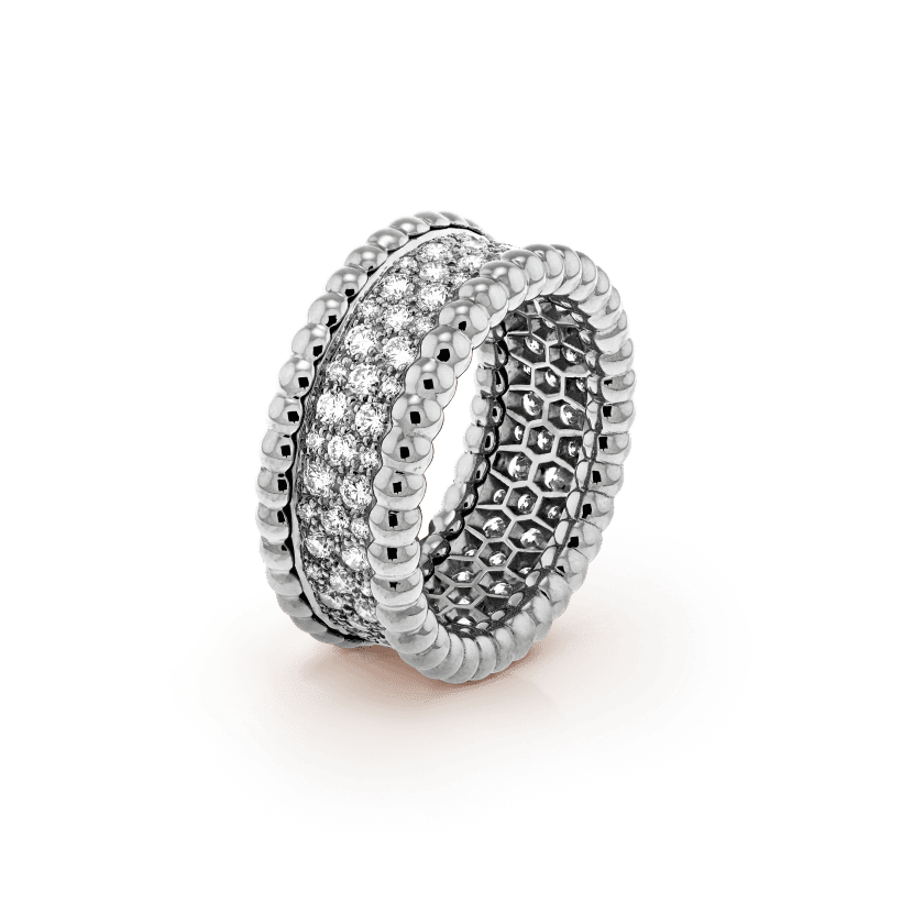 Roostick Perlée Diamonds 3 Row Ring