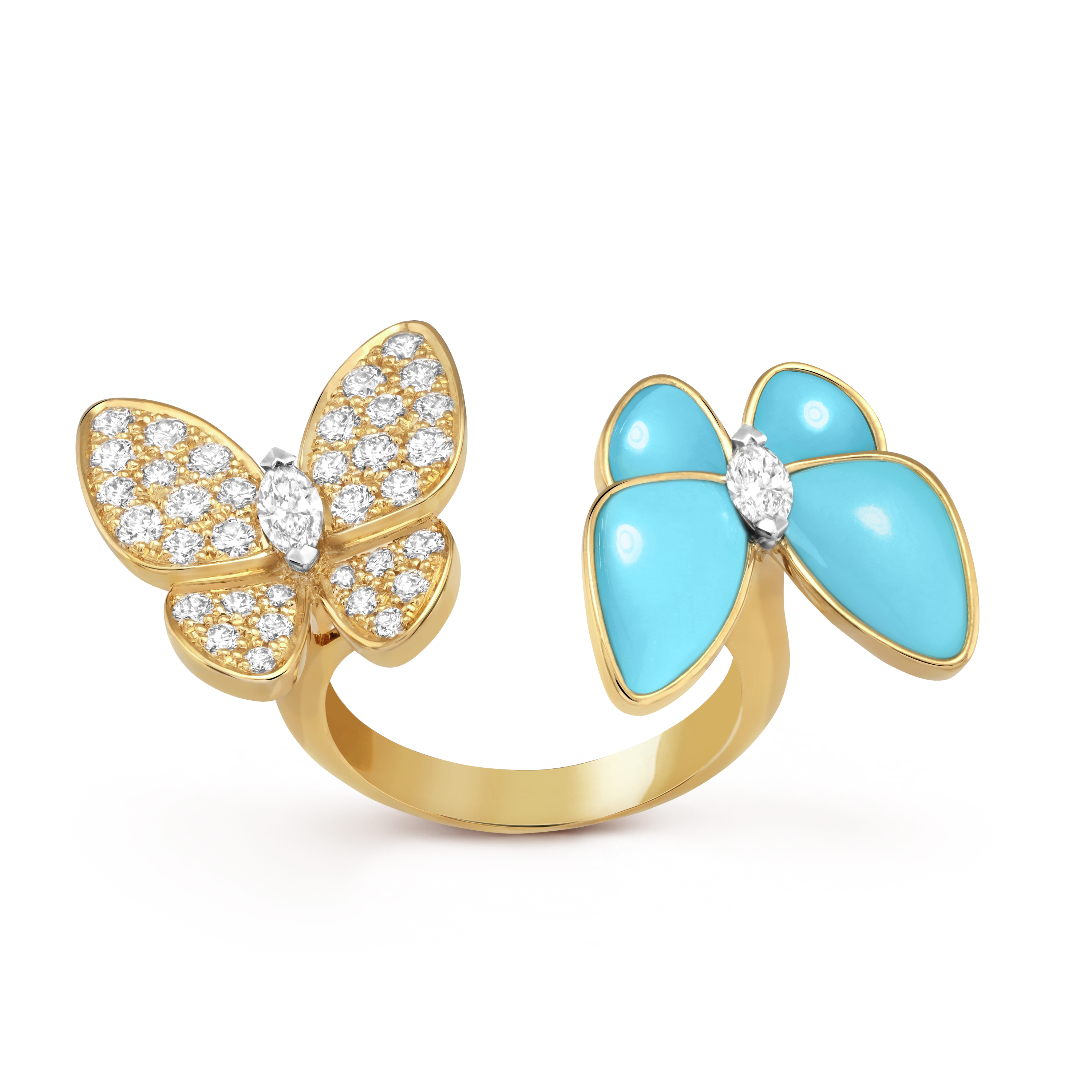 Roostick Two Butterfly Between the Finger Turquoise Ring
