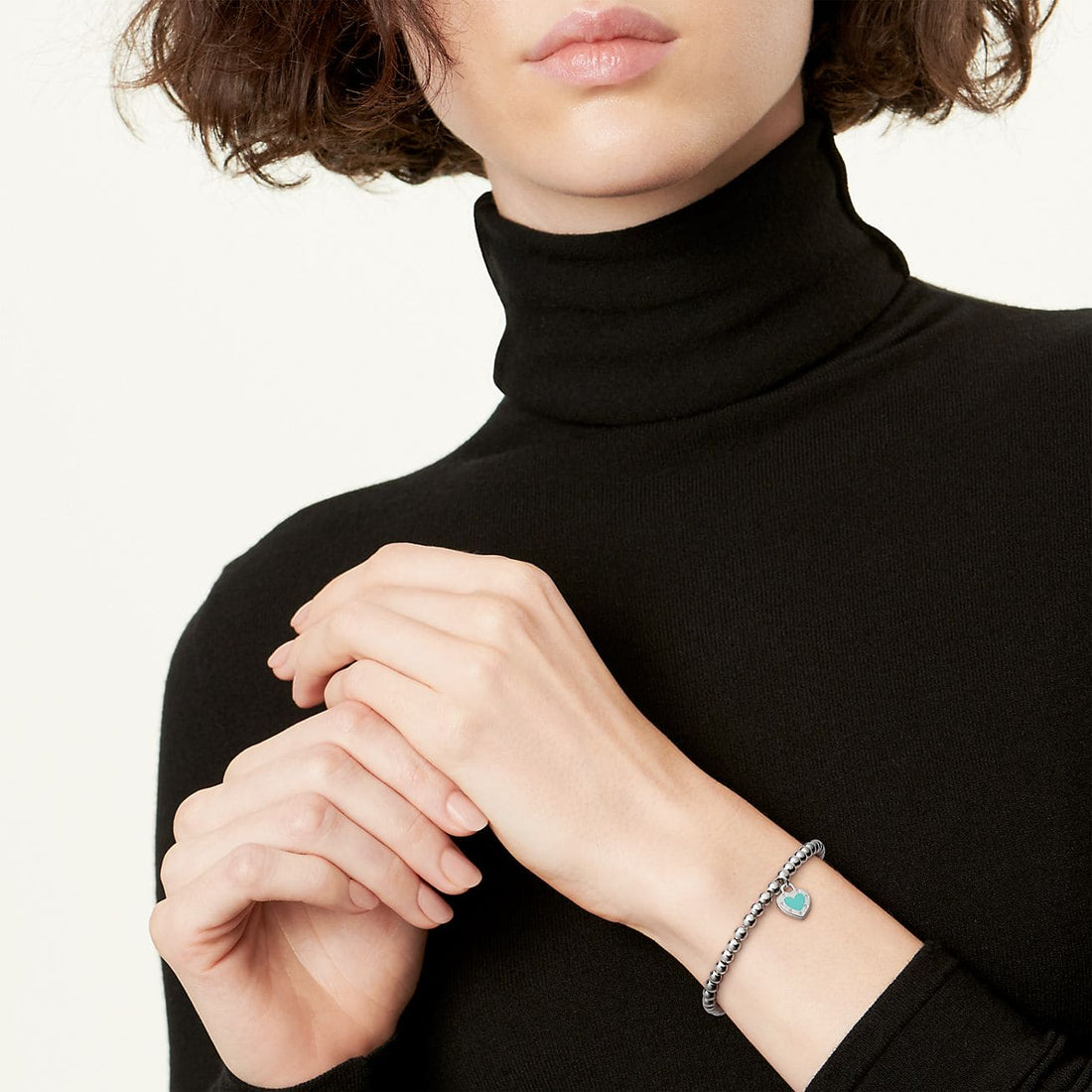 Roostick 18K Return to T Love Blue Heart Tag Bead Bracelet