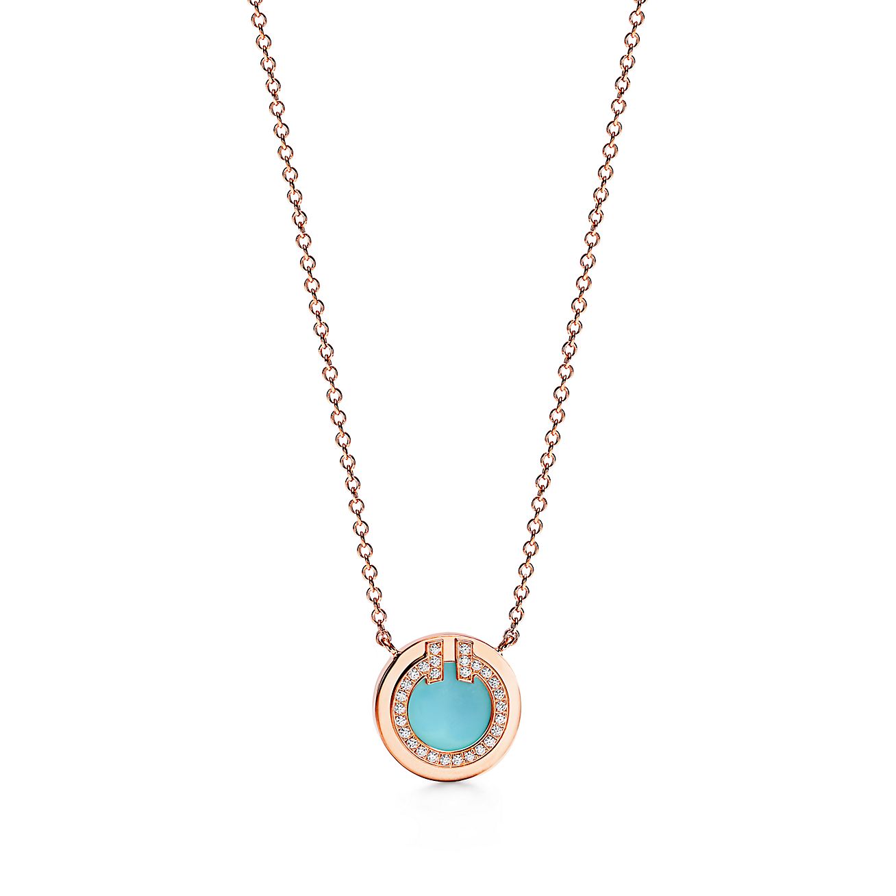 Roostick Diamond & Turquoise Circle Pendant Necklace