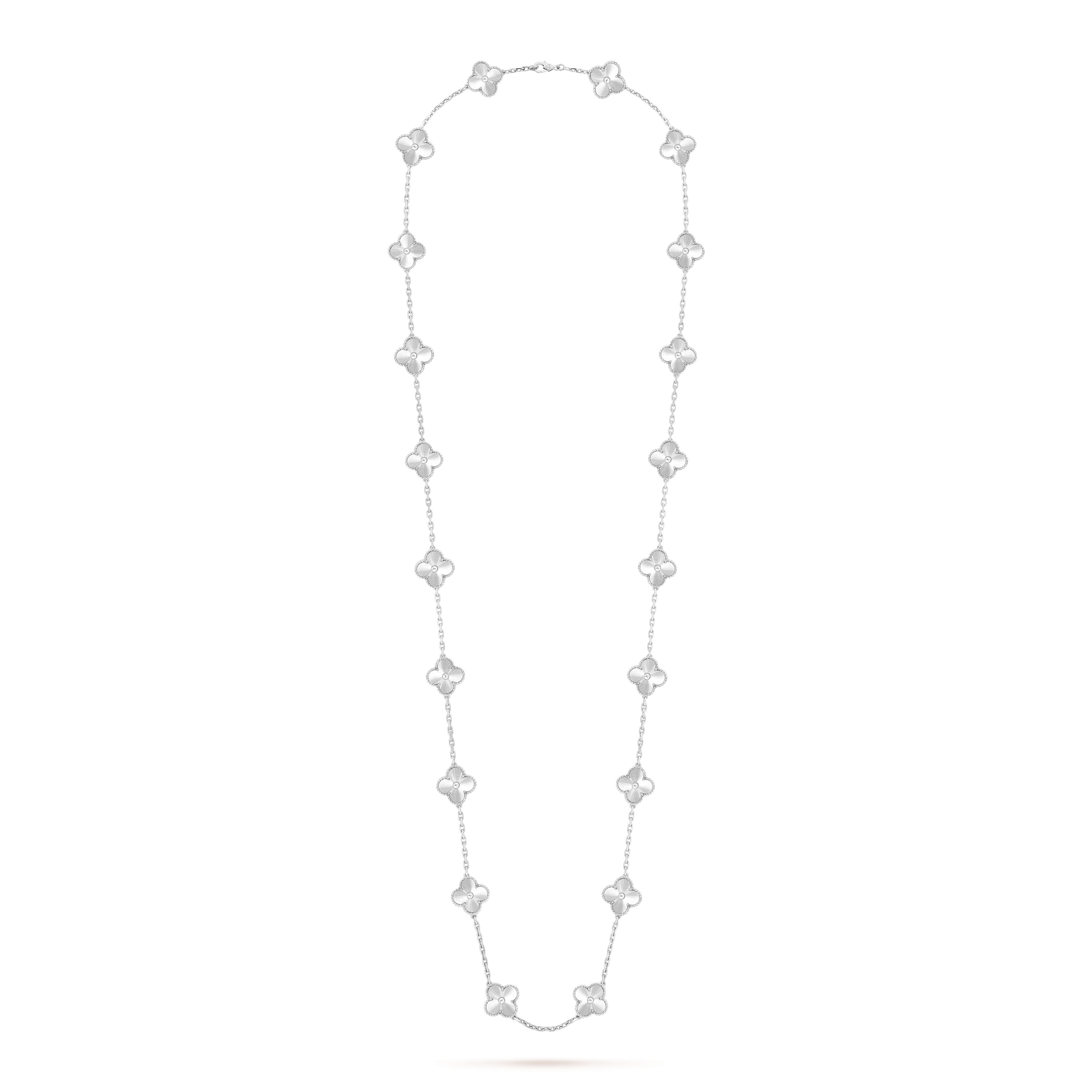 Roostick Vintage Alhambra White Gold Agate 20 Motifs Long Necklace