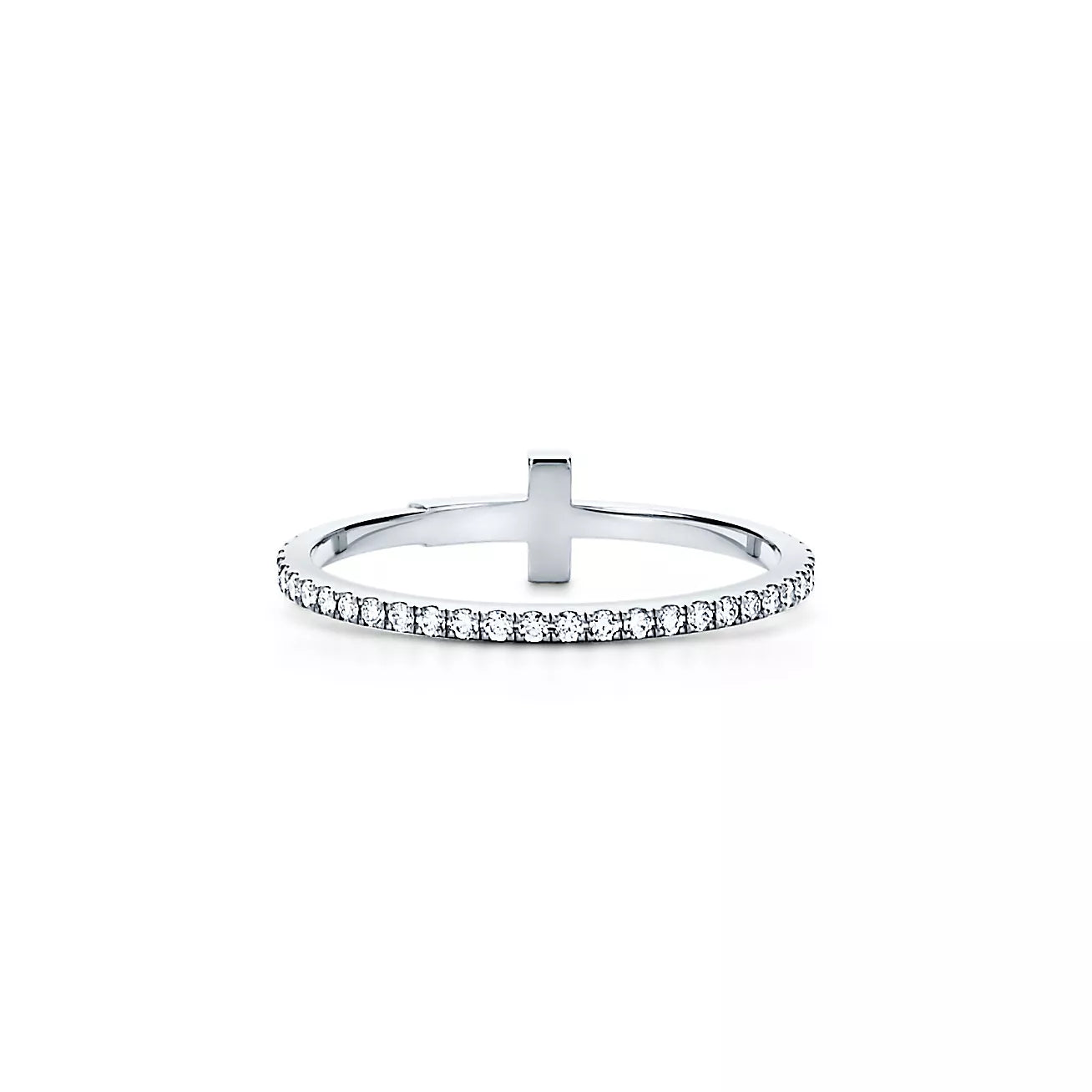 Roostick T Diamond Wire Band Ring