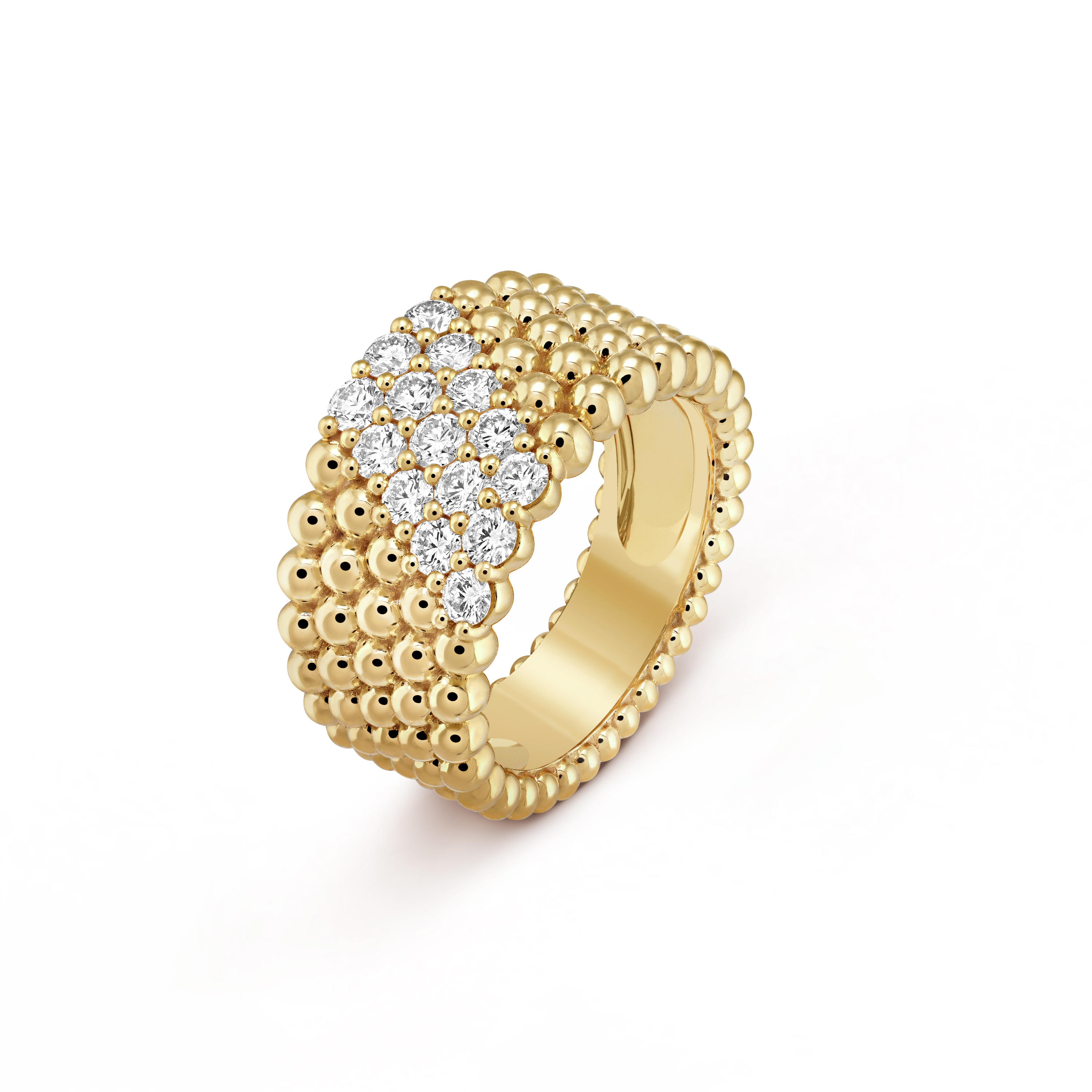Roostick Perlée Diamonds Five Rows Ring