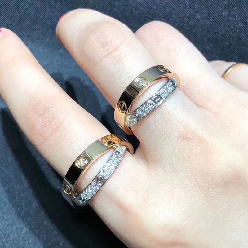 Roostick Love Pave Diamond Double Band Ring