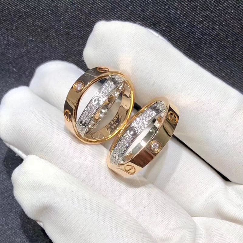 Roostick Love Pave Diamond Double Band Ring