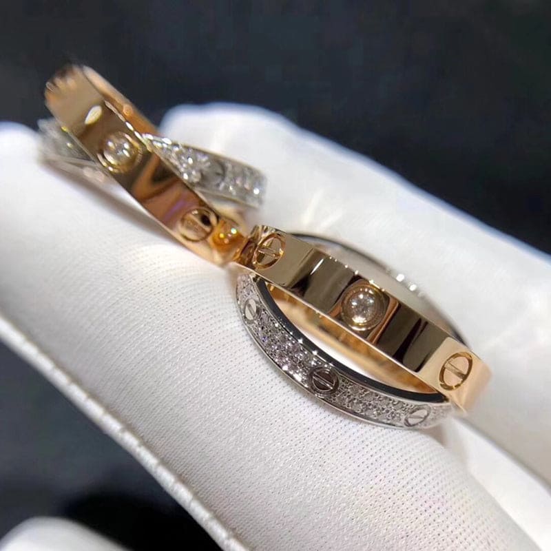 Roostick Love Pave Diamond Double Band Ring