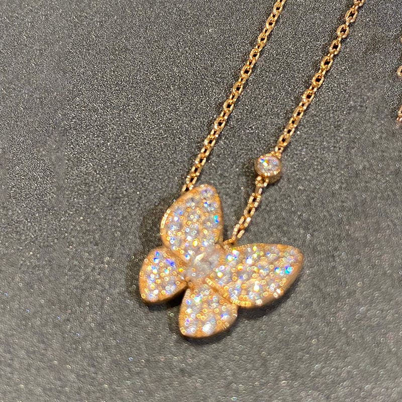Roostick Gold Two Butterfly Necklace
