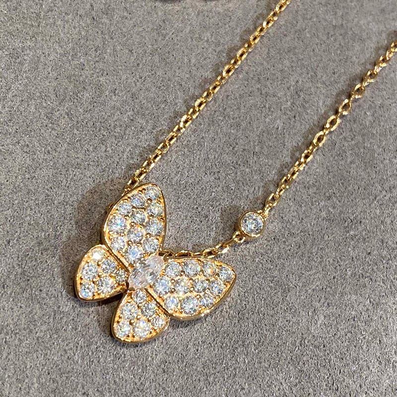 Roostick Gold Two Butterfly Necklace