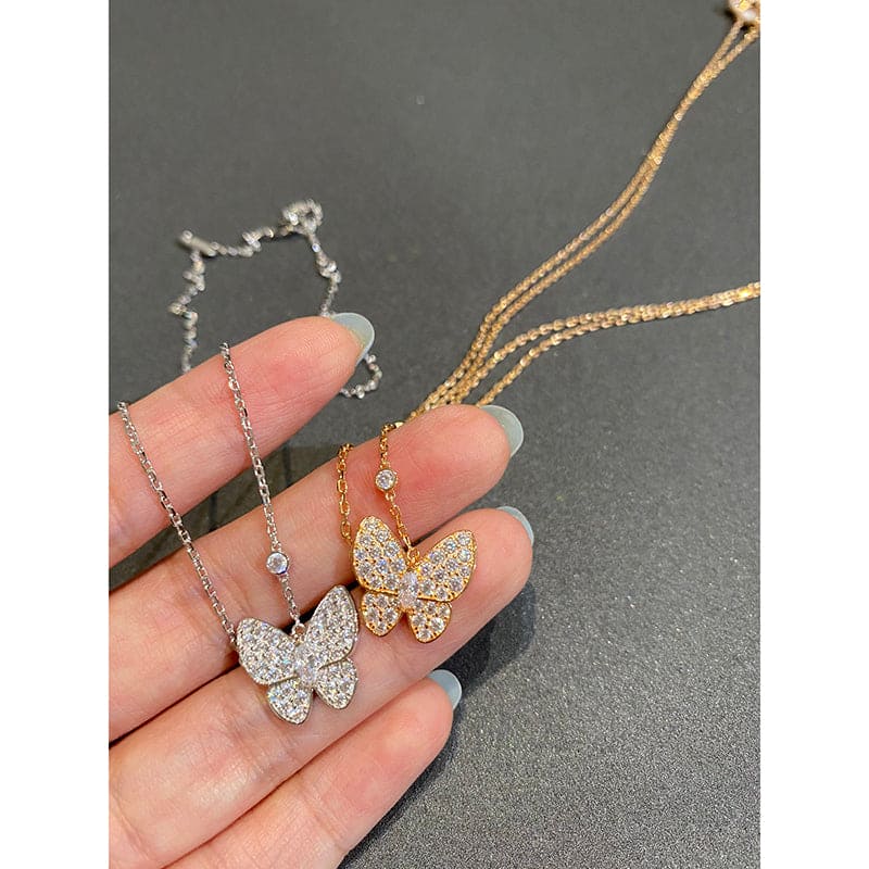 Roostick Gold Two Butterfly Necklace