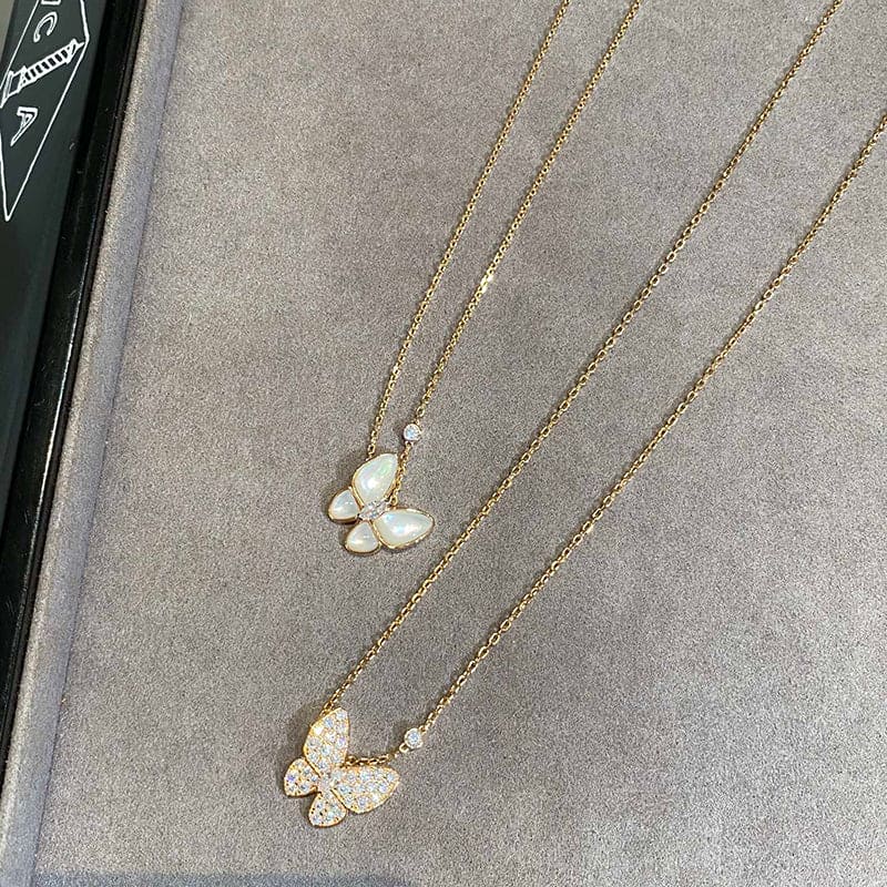 Roostick Gold Two Butterfly Necklace
