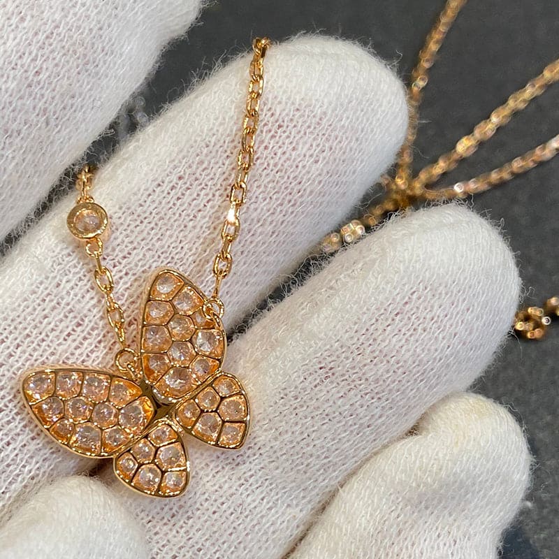 Roostick Gold Two Butterfly Necklace