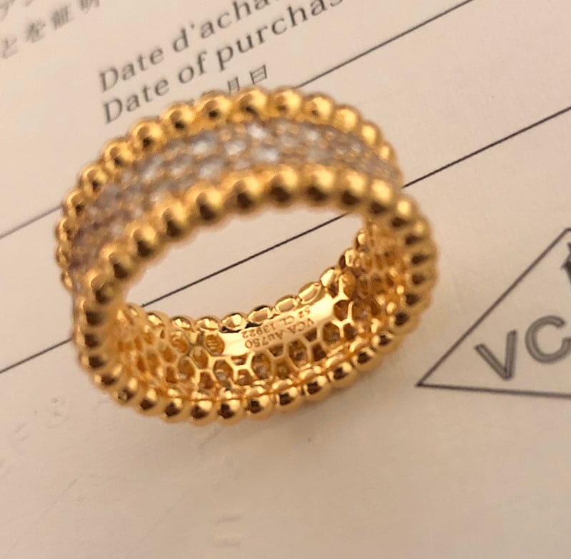 Roostick Perlée Diamonds 3 Row Ring