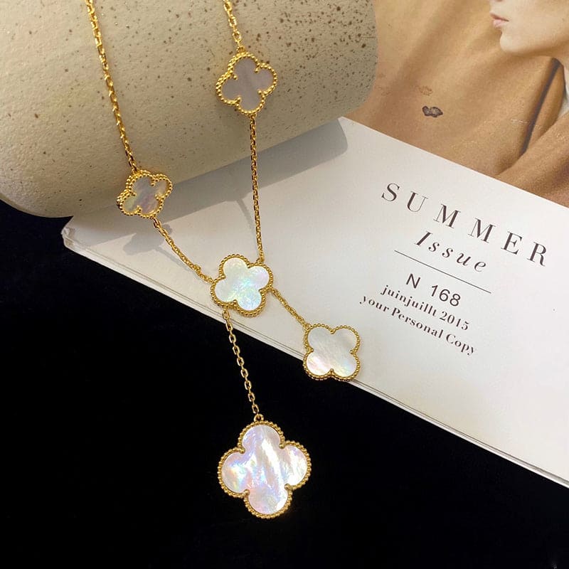 Roostick Magic Alhambra Six Pearls Motifs Clover Necklace