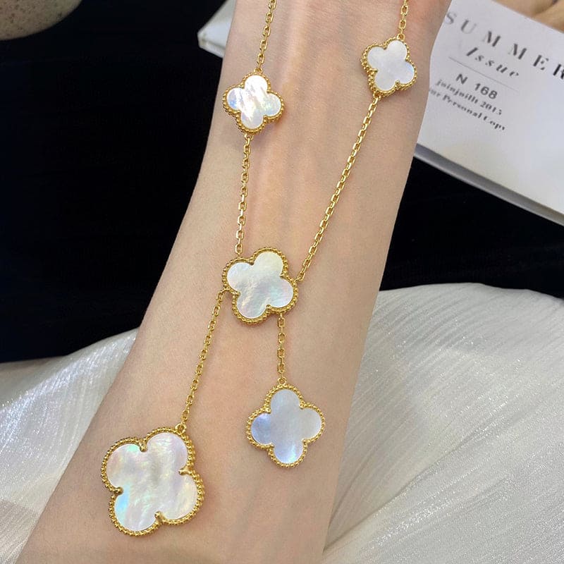 Roostick Magic Alhambra Six Pearls Motifs Clover Necklace