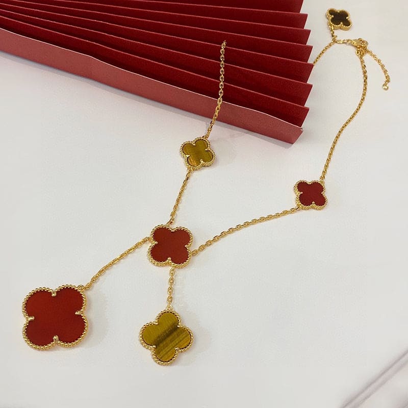 Roostick Magic Alhambra Six Motifs Carnelian Clover Necklace