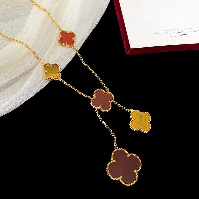 Roostick Magic Alhambra Six Motifs Carnelian Clover Necklace